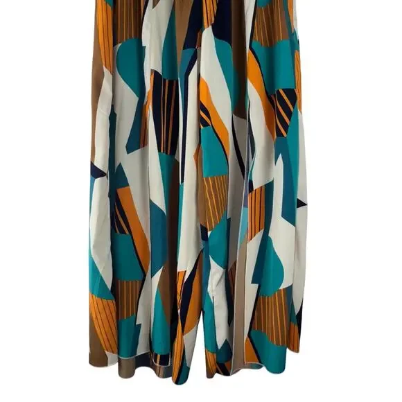 Shein Curve Women Slit Wide Leg Geometric Pants X-Large Brown Causal Work Flowy - Picture 3 of 9